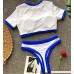 Floral High Waisted Swimsuit for Women Lace Up Halter Swimsuit Bikini Push Up High Cut Two Piece Swimsuit Bathing Suit Blue B01N3BP31R